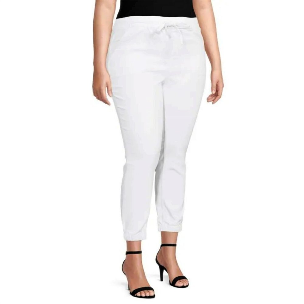 NWT Gemma Rae Women's Plus Drawstring Waist Cropped Denim Jogger Jeans